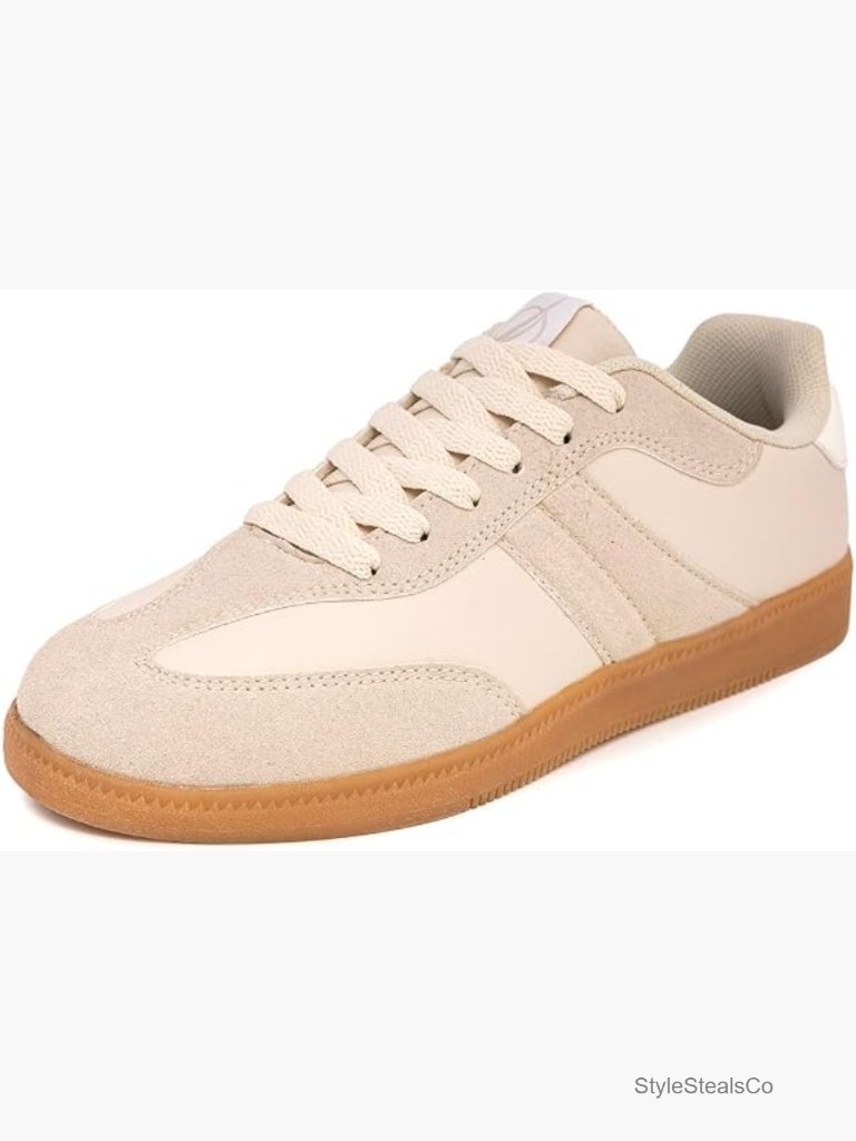Women's Fashion Sneakers - Casual Lace-Up Shoes With Cushion And Gum Sole